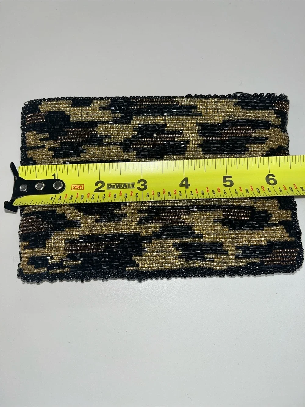 Source Unknown Gold, Black & Brown Beaded Leopard Clutch Evening Bag